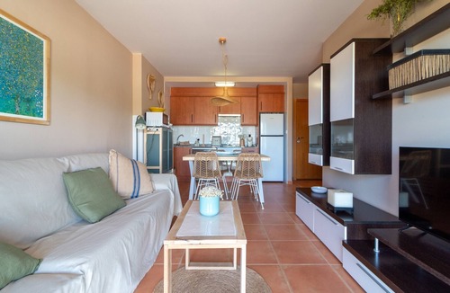 Playa de Almarda Apartment | Global Vacacional: Ground floor with pool in Almenara
