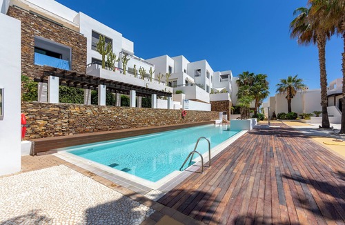 Playa Macenas House | Holiday Home 'Duplex Jlc' with Sea View, Shared Pool and Air Conditioning
