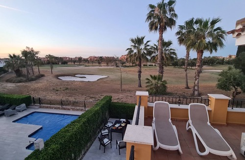 Torre-Pacheco Villa | Villa Vidorra south west facing, frontline view, tiled garden, heated pool 5x3m