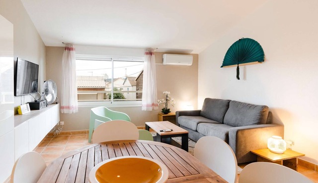 FR21 Spacious 2room flat+Mezzanine with AC Plage des Chalets