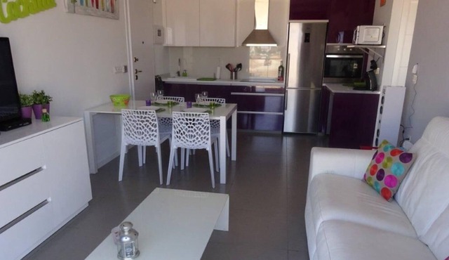 Pilar De La Horadada: Sea view New Apartment 2 bedrooms with private solarium - beach 50 meters and pool in the residence